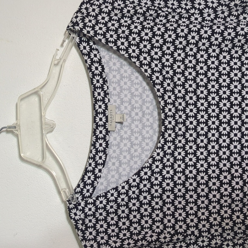 Talbots Womens Tee Shirt Dress Floral Flower Relaxed Casual Comfy Neutral Medium - Picture 2 of 8